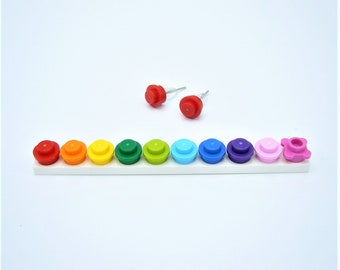 Brick Stud Earrings, choose your color made from toy bricks