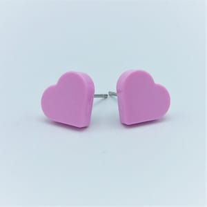 Pink Heart Brick Stud Earrings by Abbie Dabbles made from toy bricks