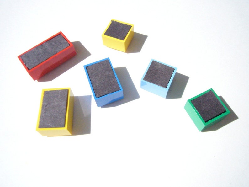 Brick Magnets, set of 6 by Abbie Dabbles made from toy bricks image 3