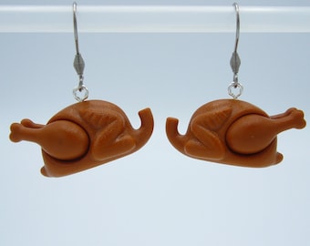 Thanksgiving Turkey Dangle Earrings by Abbie Dabbles made from toy bricks