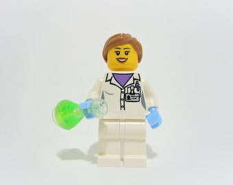 Custom Female Scientist Minifigure by Abbie Dabbles made from toy bricks