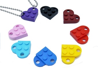 TWO Half Heart 24" Brick Necklaces Friends Forever Gift choose your color by Abbie Dabbles made from toy bricks
