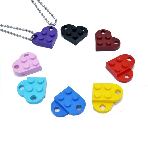 TWO Half Heart 24" Brick Necklaces Friends Forever Gift choose your color by Abbie Dabbles made from toy bricks