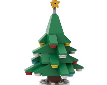 Decorated Christmas Tree Building Kit by AbbieDabbles made from toy bricks