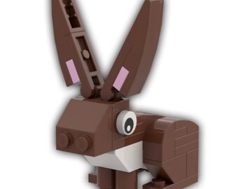 Brown Bunny Rabbit Building Kit by Abbie Dabbles made from toy bricks