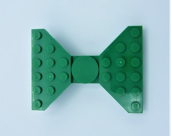 Green Brick Hair Bow by Abbie Dabbles made from toy bricks