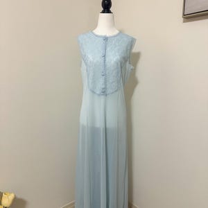 Vintage Light Blue Lace Nightgown (L)