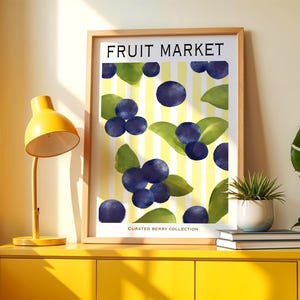 Blueberry Watercolor Illustration: Kitchen Fruit Decor (Digital Download)