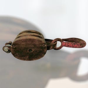 Large Antique double Pulley Wood & Cast Iron | Rustic Farmhouse Decor | antique ship pulley | block and tackle | industrial decor | rustic