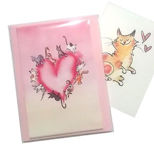 Lot de 6 cartes de Saint-Valentin chat à prix réduit, cartes de correspondance de chat vierges, cartes de chat, cartes de voeux drôles de chat, cartes de remerciement chat, cartes de sympathie