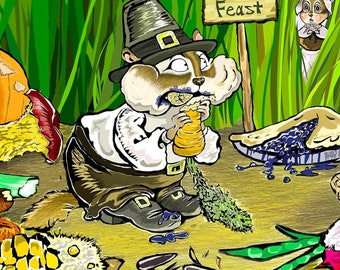 Funny Pilgrim Chipmunk Thanksgiving Card: Humorous Holiday Greeting