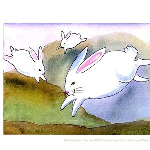 Tarjeta de conejito Tarjeta de felicitación de Pascua Tarjeta con tema de primavera con conejo blanco Impresión de pintura de acuarela de conejito de campo Regalo para amantes de los conejitos Día de la Madre