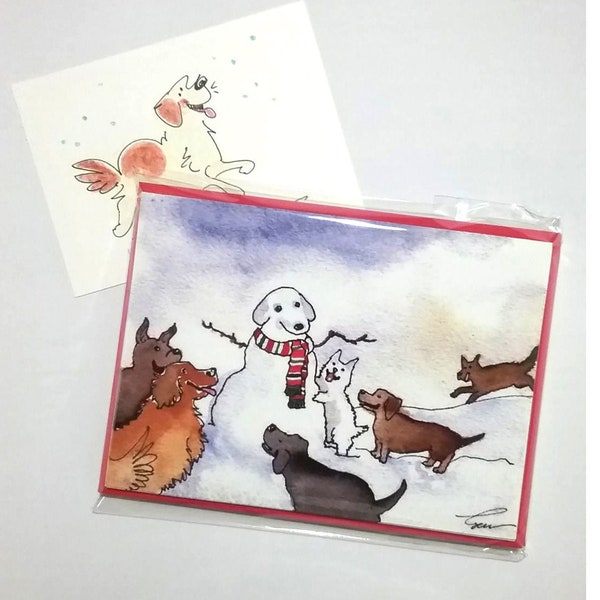 Funny Dog Christmas Cards Set of 10 Discount Price 25% Off, Free Shipping Blank Handmade Dog Christmas Cards, Humorous Dog Holiday Cards