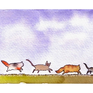 Carte de voeux chat pour amoureux des chats aquarelle chat peinture impression chats drôles carte cadeau propriétaire de chat carte de note vierge thème chat décoration de chat chat de fête