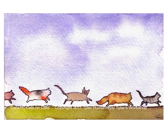 Watercolor Cat Greeting Card: Funny Cat Lover Gift, Blank Notecard