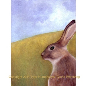 Rabbit Greeting Card- Bunny/ Rabbit Watercolor Illustration Painting Print &#39;Wise Old Rabbit&#39;