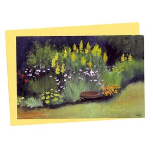 Carte de jardin jaune et blanche, carte de voeux florale audacieuse, aquarelle, art botanique, carte de sympathie d'anniversaire à l'intérieur, art de fleurs d'été
