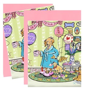 Cartão engraçado para o Dia das Mães, mãe de Golden Retriever, cartão feito à mão para mãe de cachorro, aquarela e arte digital para presente para amantes de cães, babá de animais de estimação e treinador de cães
