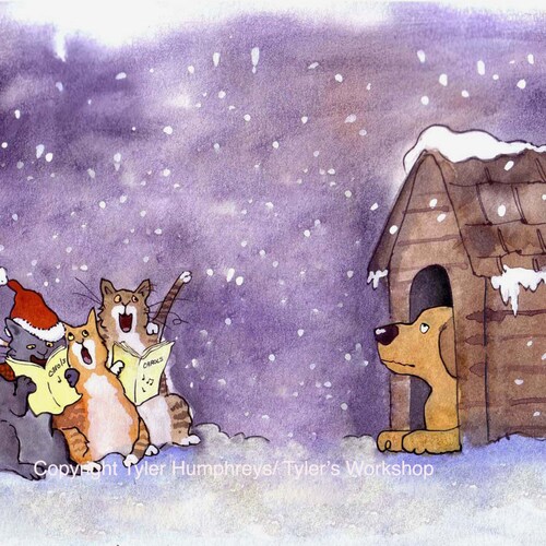 Funny Cat Christmas Card Dog and Cat Christmas Card - Etsy Funny Cat Christmas Card Dog and Cat Christmas Card - Etsy