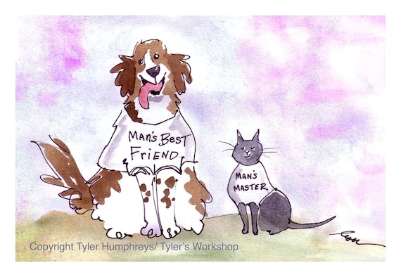 Funny Cat and Dog Greeting Card Pets Cartoon Illustration - Etsy Canada Funny Cat and Dog Greeting Card Pets Cartoon Illustration - Etsy Canada