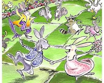 Handmade Easter Card: Watercolor Woodland Animals Spring Celebration