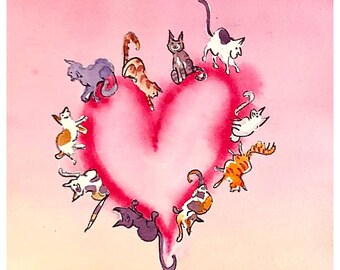 Original Cat Painting, For the Love of Cats