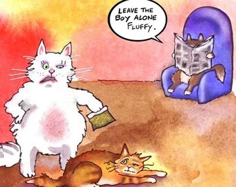 Cartão engraçado com aquarela de gato: Cartão de felicitações com humor adulto