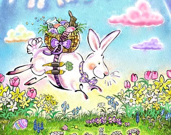 Watercolor Easter Bunny Card: Handmade Spring Greeting Card