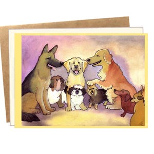 Carte chien drôle Art chien aquarelle Golden Retriever berger allemand Chihuahua Bulldog Labrador races de chiens amoureux des animaux de compagnie cadeau carte animal mignon