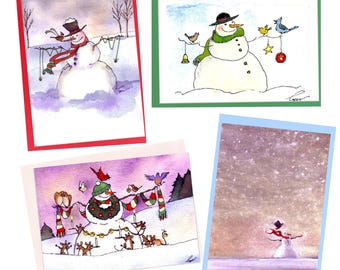 Winter Snowman Greeting Cards: Assorted Blank Christmas Cards