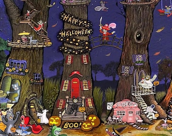 Woodland Animals Halloween Card: Whimsical Trick or Treat Greeting