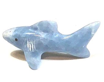 Zuni Shark Fetish Carving Blue Stone Animal Totem Small Hand Carved Southwestern Sculpture