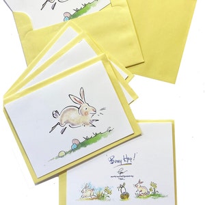 Osterkarten Set Kinder Ostern Grußkarte mit Frühlingsaufkleber Baby Gelb Umschläge Osterhase Karte Kaninchen Aquarell Briefpapier Geschenk