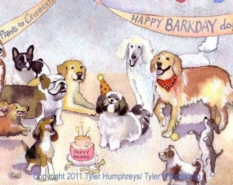 Tarjeta de cumpleaños divertida para perros: Shih Tzu, Beagle, Golden Retriever
