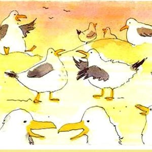 Greeting Card Bird Seagull Blank Card Birdlovers Watercolor Bird Card Summer Beach Card Beach Lovers Card Bird Lovers Notecard Invitation