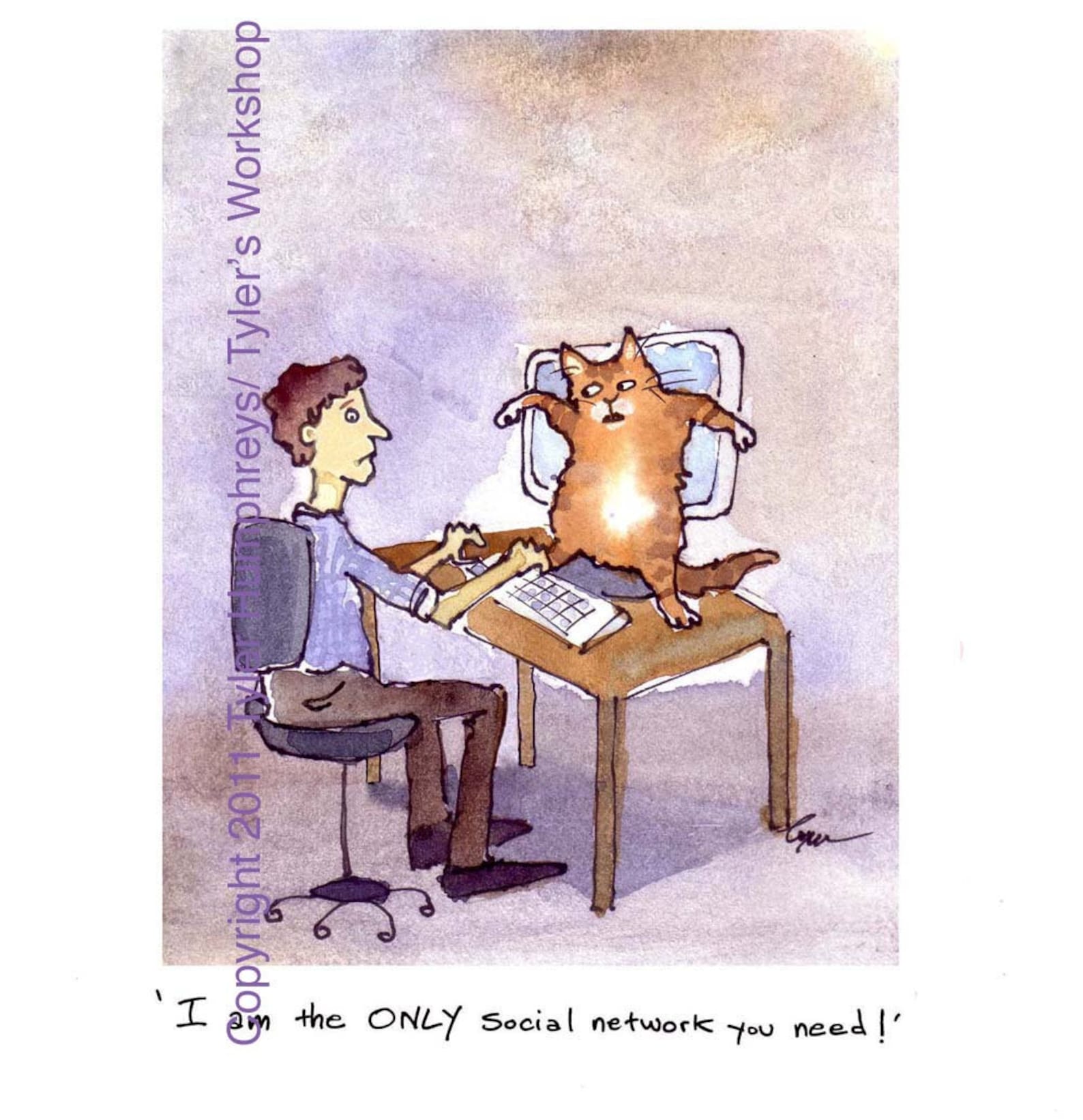 Cat Card Cat Art Funny Cat Greeting Card Cat Etsy