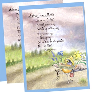 Lustige Frühlings-Rotkehlchen-Grußkarte - Vogel beratende Karte, Natur-inspirierte leere Karte, Ermutigung, Geburtstag oder Sympathie, 4x6 Karte