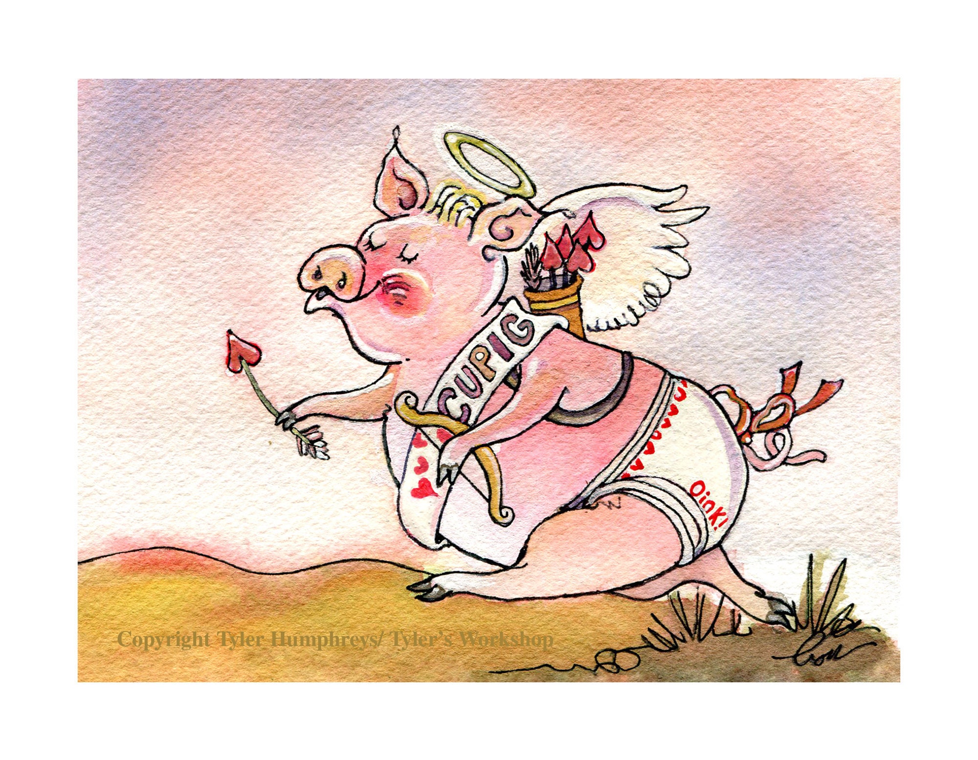 Funny Pig Valentine Card, Valentine Greeting Card, Humorous Animal