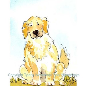 Golden Retriever Greeting Card, Dog Card, Golden Retriever Dog Card, Funny Dog Art, Funny Dog Watercolor Painting Print 'Good Boy'
