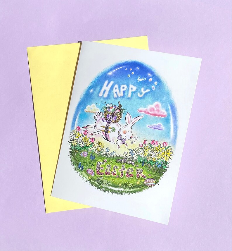 NEW Easter Card Easter Greeting Card Funny Easter Card Blank Easter Card Happy Easter Card Card with Easter Rabbit Easter Bunnies image 2