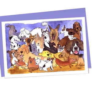 Hundekarte - Lustiger Hund Grußkarte - Hunderassen Druck - Hunde Illustration - Lustige Hunde Aquarell Malerei Druck 'Best in Show'