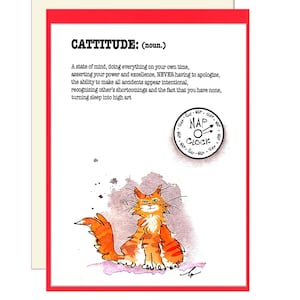 Carte de voeux drôle de chat 5 x 7 pour les amoureux des chats Carte d'humour sarcastique pour animaux de compagnie Une pensée de vous Carte juste parce que carte Carte animal vierge Idée cadeau