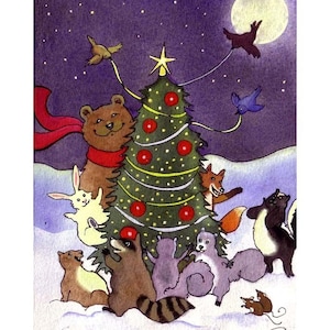 Weihnachtskarten / Weihnachtskarten / Wintersonnenwendekarten / Winterkarten / Waldkarten / Handgemachte Weihnachtskarte / Aquarellkarten