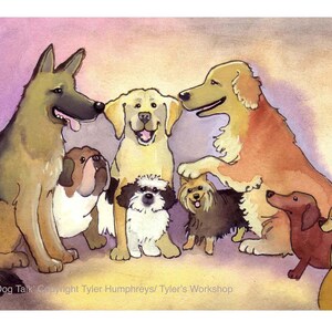 Carte de chien - Art de chien drôle - races de chiens - aquarelle chiens Golden Retriever berger allemand Chihuahua bouledogue Labrador « Dog Talk »