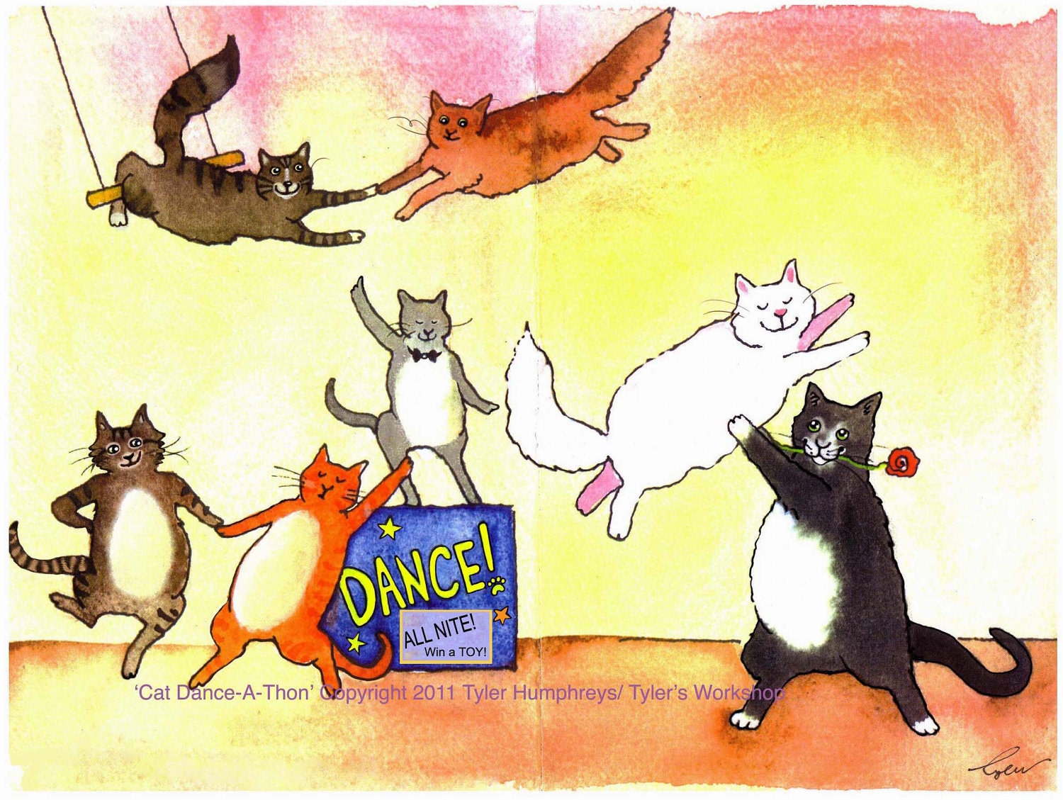 Dancing Cats Greeting Card Funny Cats Card Cat Watercolor - Etsy Dancing Cats Greeting Card Funny Cats Card Cat Watercolor - Etsy