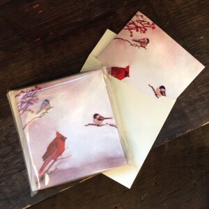 10 tarjetas de felicitación de aves invernales - Chicadee y Cardinal - Tarjetas de aves invernales en blanco - 25 % de descuento - Tarjetas navideñas - Tarjetas de aves