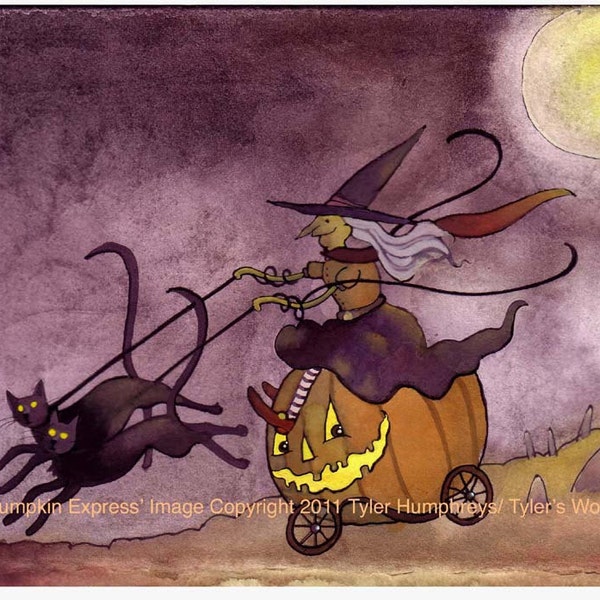 Funny Halloween Card, Halloween Greeting Card, Handmade Halloween card, Handmade Greeting Card, Halloween Greeting 'The Pumpkin Express'