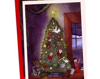 Watercolor Christmas Tree Card: Cozy Holiday Greeting