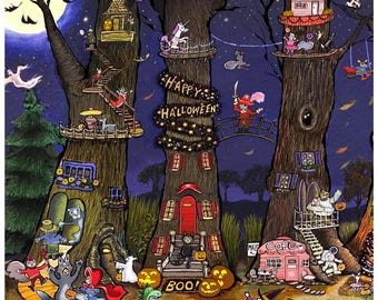 Woodland Animals Halloween Card: Whimsical Trick or Treat Greeting