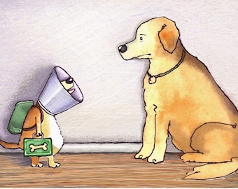 Funny Back To School Dog Card: Watercolor Puppy Art